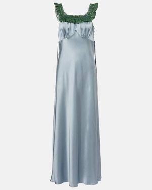Chloé Lace-Trimmed Silk Satin Maxi Dress - Blue