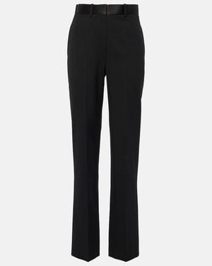 Victoria Beckham High-Rise Wool-Blend Straight Pants - Black