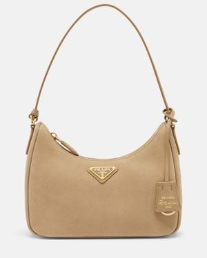 Prada Schultertasche Re-Edition 2005 Mini Aus Leder - Natur