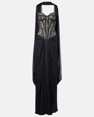 Monique Lhuillier Robe Mit Spitze - Schwarz
