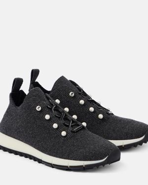 Jimmy Choo Veles Knitted Glitter Trainers - Black