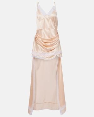 Magda Butrym Lace-Trimmed Silk Satin Slip Dress - Pink