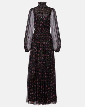 Dolce & Gabbana Floral Silk Chiffon Maxi Dress - Black