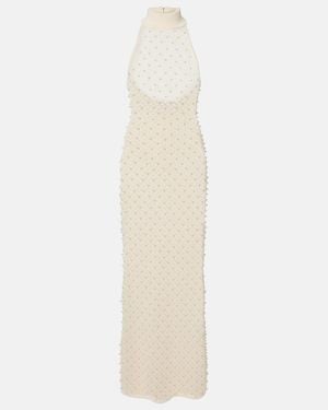 David Koma Robe Aus Haekelstrick Mit Zierperlen - Weiß