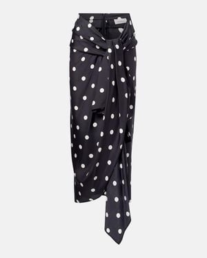Sportmax Polka-Dot Silk Satin Wrap Skirt - Black