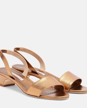 Manolo Blahnik Patopia Leather Slingback Sandals - Brown