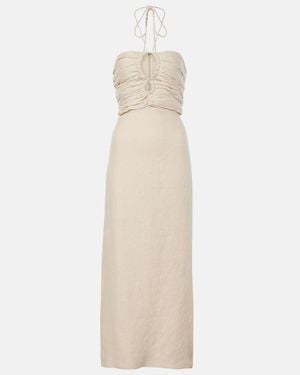 Faithfull the Brand Tortugas Halterneck Linen Midi Dress - White