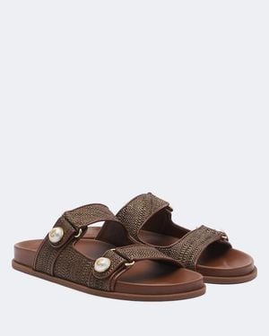 Jimmy Choo Fayence Raffia-Effect Sandals - Brown