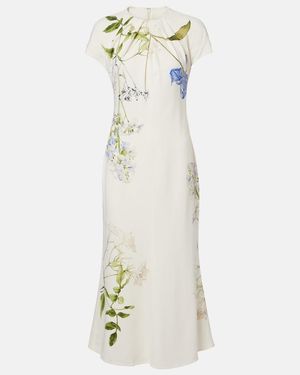 embroidered dress white Ivory Maxi Dress with Floral Embroidery main image 0