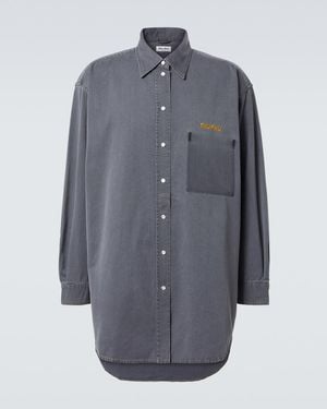 Miu Miu Logo Oversized Chambray Shirt - Blue