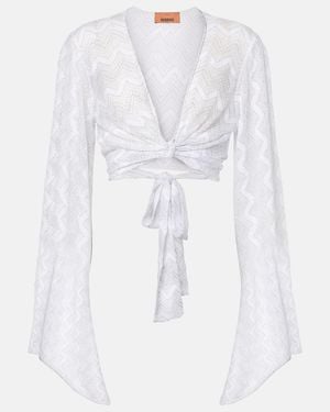 Missoni Zigzag Lame Crop Top - White