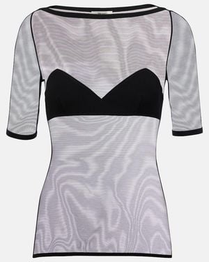 Nensi Dojaka Mesh Top - Grey