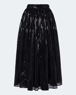Dolce & Gabbana Gathered Sequined Midi Skirt - Black