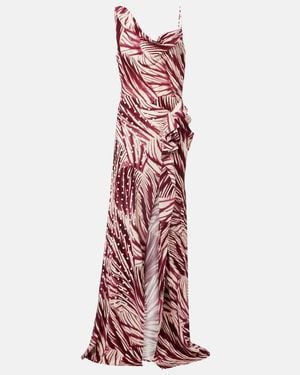Dries Van Noten Printed Draped Crepe Gown - Red