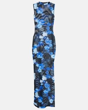 Coperni Floral Mesh Maxi Dress - Blue