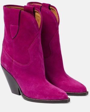 Isabel Marant Leyane Suede Cowboy Boots - Purple