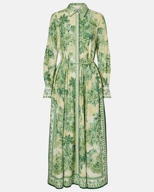ALÉMAIS Sara Printed Cotton And Silk Shirt Dress - Green