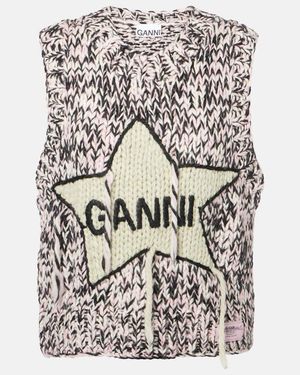 Ganni Weste Aus Wolle - Natur