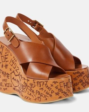 Chloé Maxime Wedge Sandals - Brown