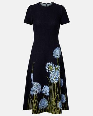 Oscar de la Renta Jacquard-Knit Midi Dress - Blue