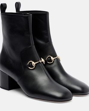 Gucci Horsebit Leather Ankle Boots - Black