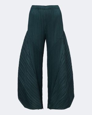 Pleats Please Issey Miyake Monthly Colors: October Pleated Barrel-Leg Trousers - Blue