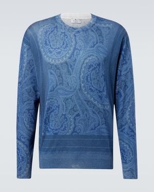 Etro Pullover Aus Seide Und Kaschmir - Blau