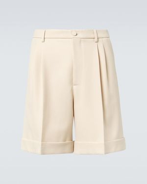 Valentino Wool Gabardine Bermuda Shorts - Natural