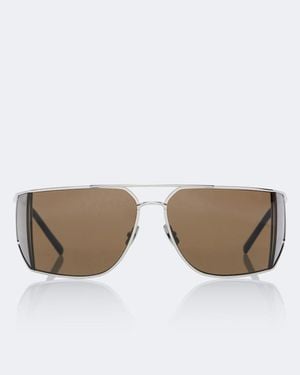 Saint Laurent Sl Rectangular Sunglasses - Brown
