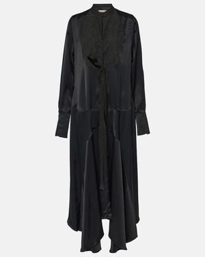 Plan C Asymmetric Pleated Midi Dress - Black