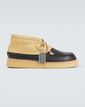 Marni Leather And Suede Desert Boots - Natural