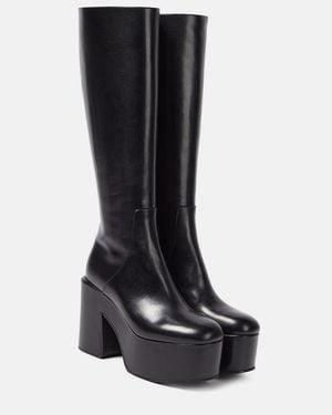 Dries Van Noten Leather Platform Knee-High Boots - Black