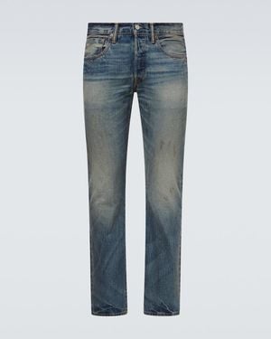 RRL Distressed Slim Jeans - Blue