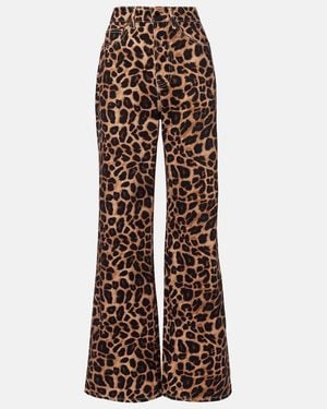 Veronica Beard Leopard-Print High-Rise Wide-Leg Pants - Brown