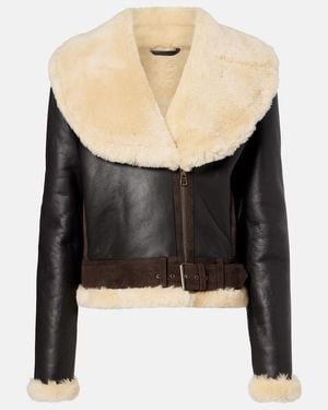 JW Anderson Shearling-Trimmed Leather Jacket - Black