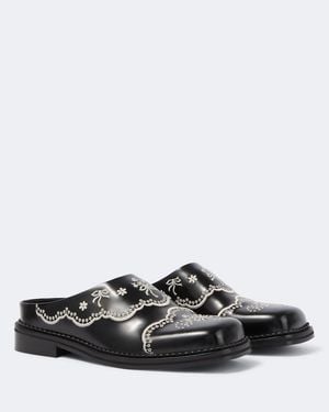 Simone Rocha Bestickte Mules Aus Leder - Schwarz