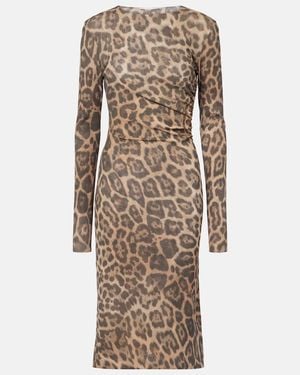 Stella McCartney Leopard-Print Midi Dress - Natural