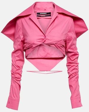 Jacquemus La Chemise Meio Cropped Shirt - Pink