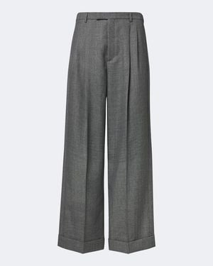 Valentino Herringbone Wide-Leg Trousers - Grey