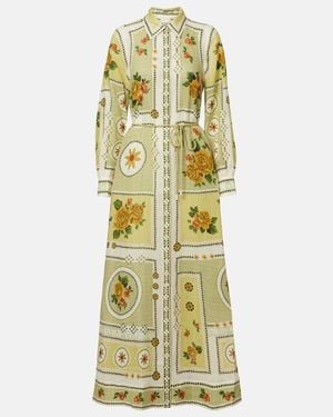 ALÉMAIS Dixie Belted Printed Ramie Shirt Dress - Metallic