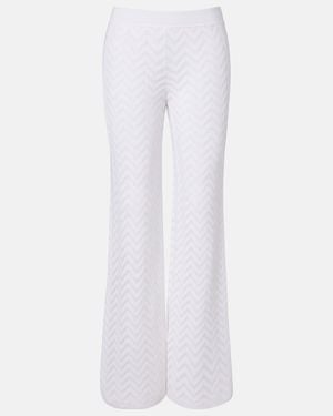 Missoni Chevron Cotton-Blend Wide-Leg Trousers - White