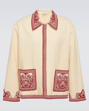 Bode Flora Beaded Cotton Jacket - Red