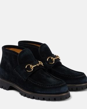 Gucci Botines Horsebit De Ante - Negro