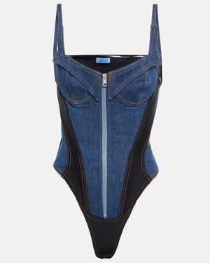 Mugler Body Aus Denim - Blau