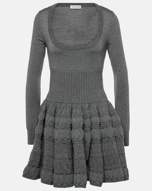 Alaïa Knit Wool-blend Mini Dress - Grey