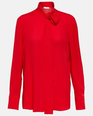 Valentino Bow-Detail Silk Blouse - Red