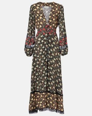 RIXO London Raven Printed Crepe De Chine Midi Dress - Multicolour