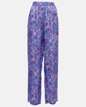 Isabel Marant Piera Printed Silk-blend Pants - Blue
