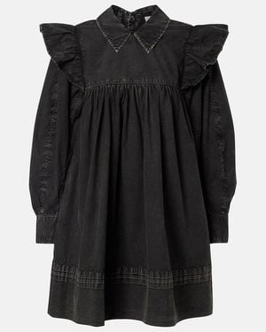 Ganni Minikleid Aus Baumwolle - Schwarz