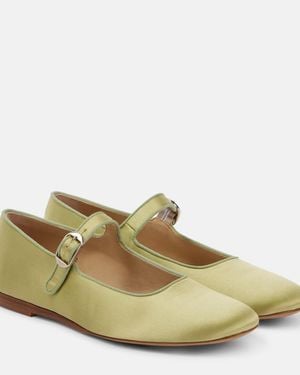 Le Monde Beryl Classic Satin Mary Jane Flats - Green